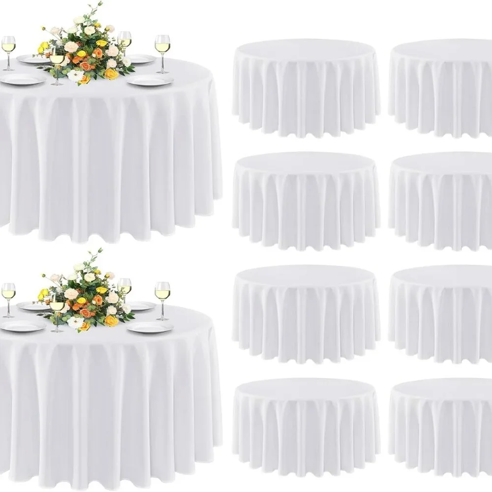10 Pack Round Tablecloth White 90 Inch